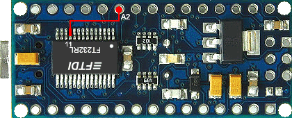 Connecting CTS Pin 11 on FTDI TF232RL chip to A2 on the Arduino